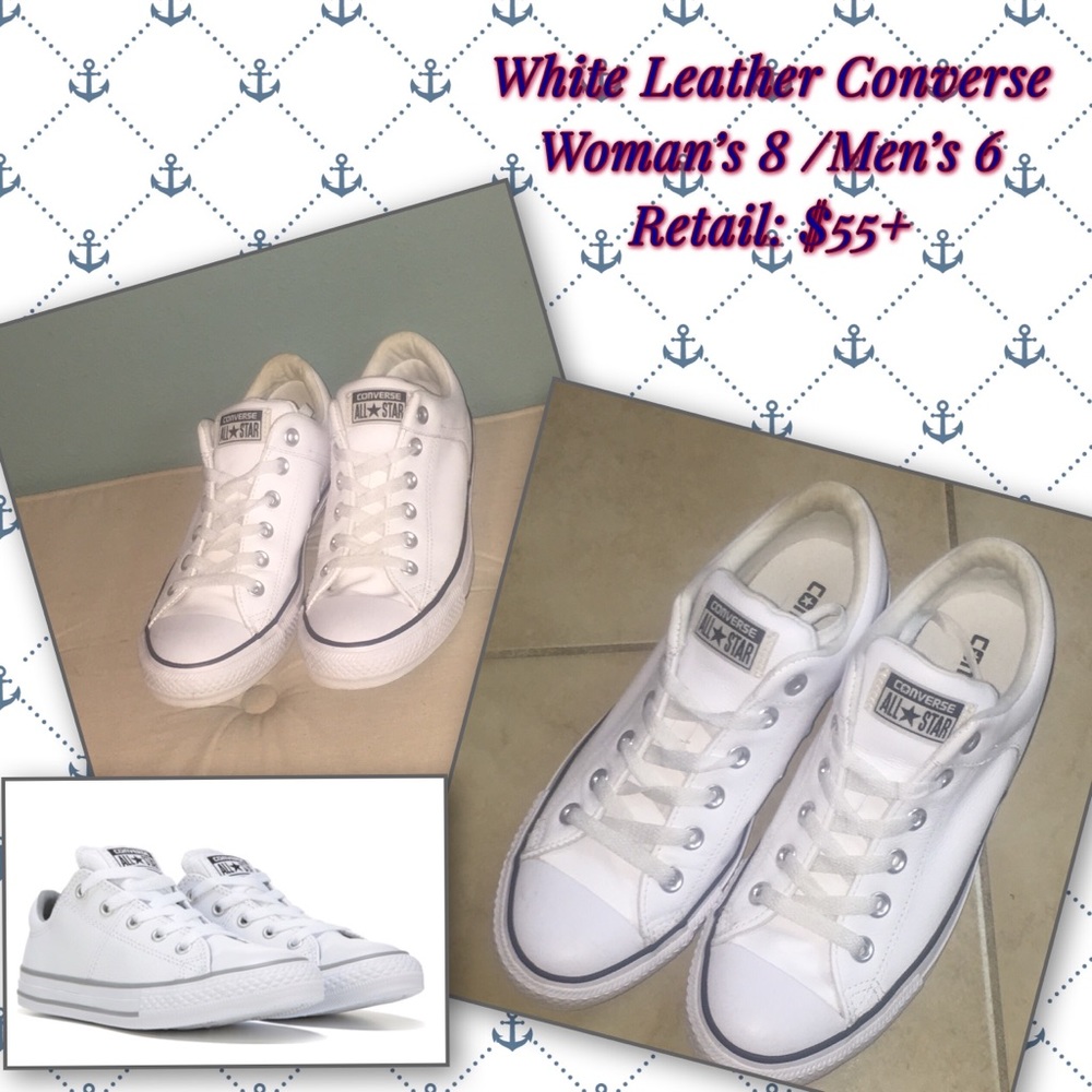 White leather chuck converse EUC men 6/woman’s 8